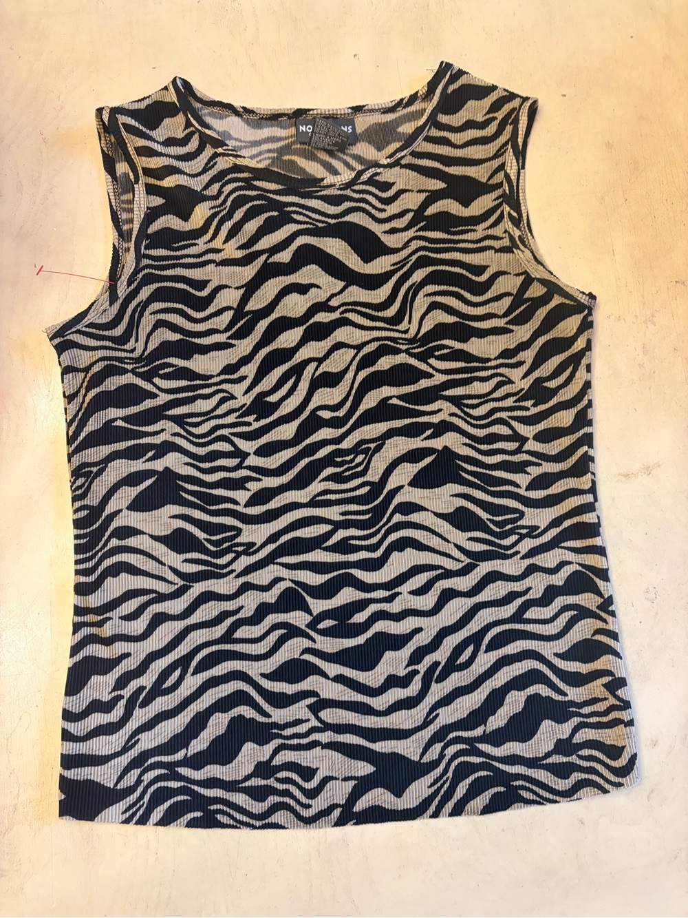 Notations Women's Zebra-Print Ribbed Tank Top - Black & Tan